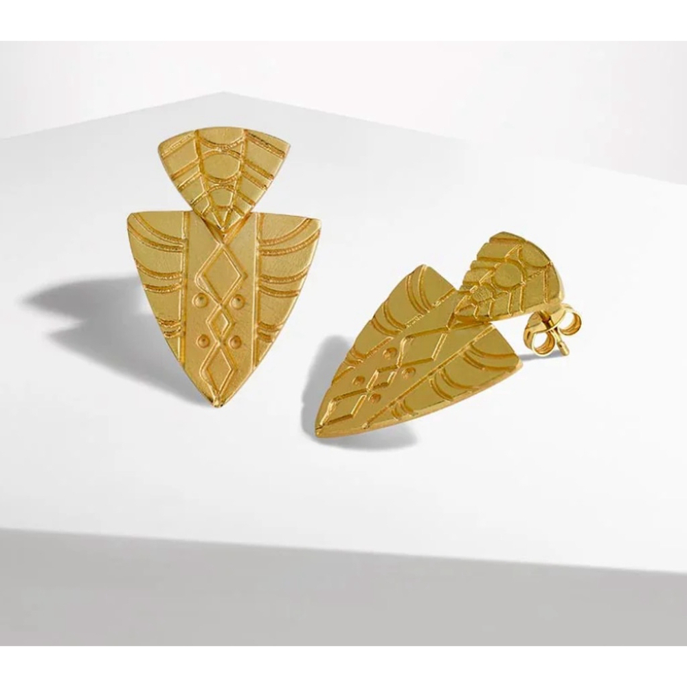 Crabtree & Evelyn Greece Pyrgi Earrings Gold Plated Sterling‎ Silver Athens